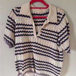 Marine Layer Zigzag Knit Sweater - Purple and Cream